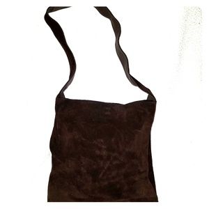 St. John's Bay brown genuine leather suede bag 13"x12"